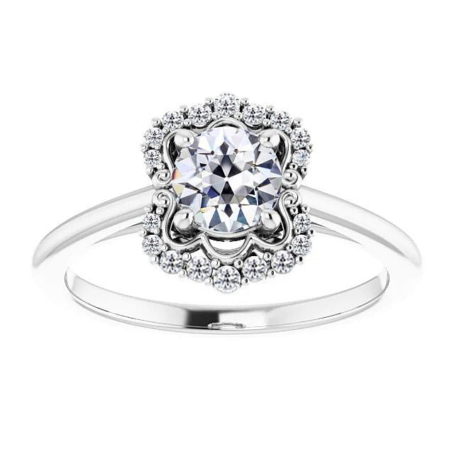 Halo-Rund Natürliche Diamantring Im Alten Minenschliff, 4-Krappen-Set, 3,50 Karat
