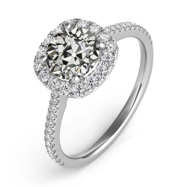 Halo Alter Bergmann Echt Diamantring 14K Weißgold 6,50 Karat