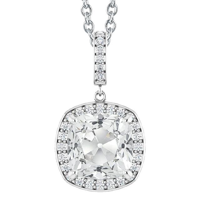 Halo Echt Diamant Anhänger Rund & Kissen Old Mine Cut 7,50 Karat