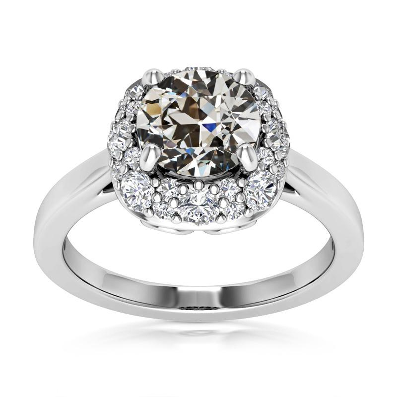 Halo Ehering Für Damen Runder Alter Bergmann Echt Diamant 6 Karat 14K Gold