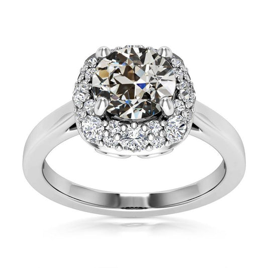 Halo Ehering Für Damen Runder Alter Bergmann Echt Diamant 6 Karat 14K Gold