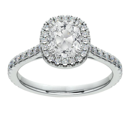 Halo Ehering Old Cut Kissen Echt Diamant 5.50 Karat Damenschmuck