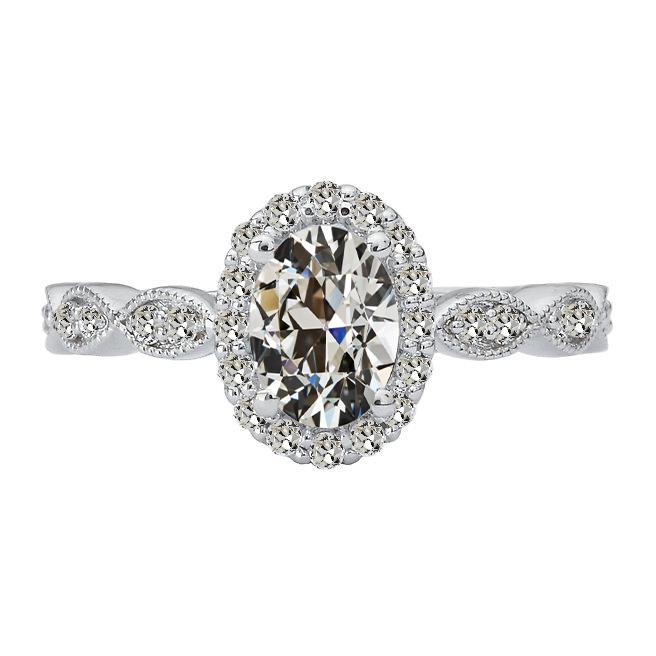 Halo Ehering Runder Alter Minenschliff Echt Diamant 5 Karat Schmuck