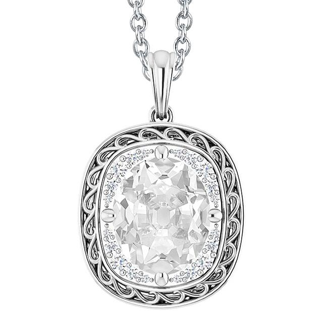 Halo Gold Echt Diamant Anhänger Oval Old Mine Cut 6 Karat Mit Kette