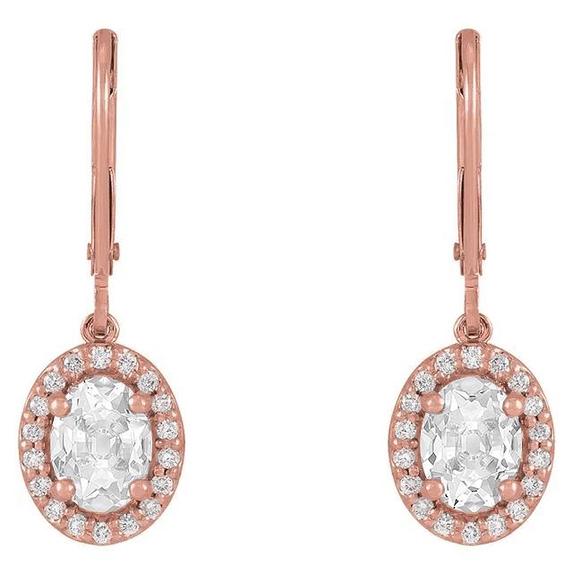 Halo Natürlich Diamant-Ohrringe Oval Old Cut 6.50 Karat Roségold1
