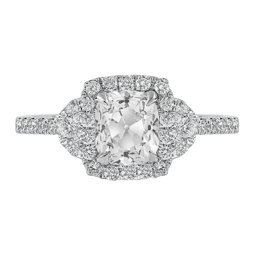 Halo Ring Kissen Alter Bergmann Echt Diamanten Krappen Set 4 Karat Goldschmuck