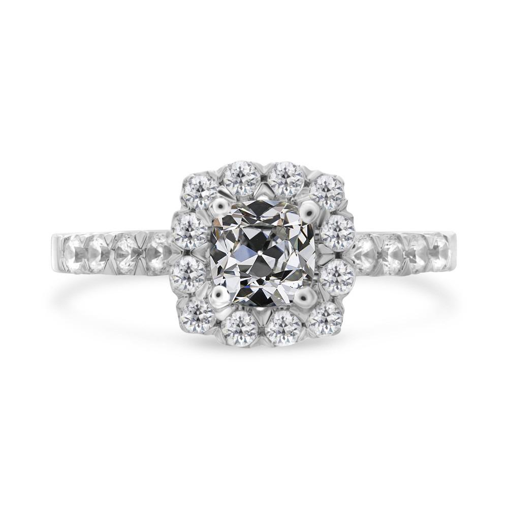 Halo Ring Kissen Altschliff Echt Diamant Gold Damen Schmuck 4.50 Karat