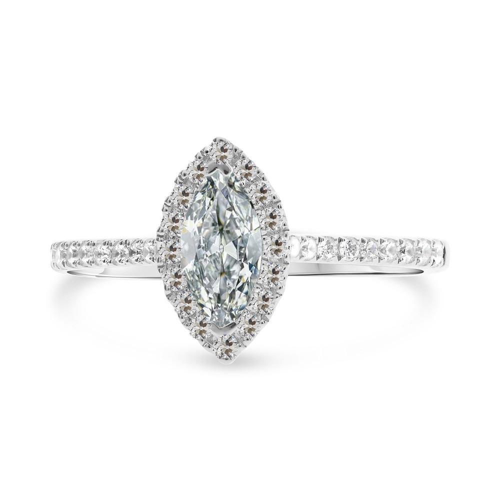 Halo Ring Marquise Old Mine Cut Echt Diamant Weißgold 4,50 Karat - harrychadent.ch