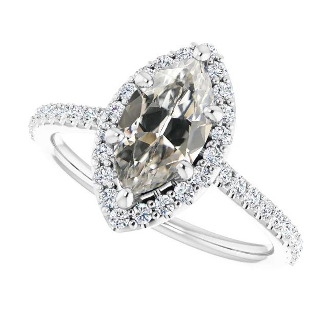 Halo Ring Mit Akzenten Rund & Marquise Alter Bergmann Naturlich Diamant 7,25 Karat - harrychadent.ch