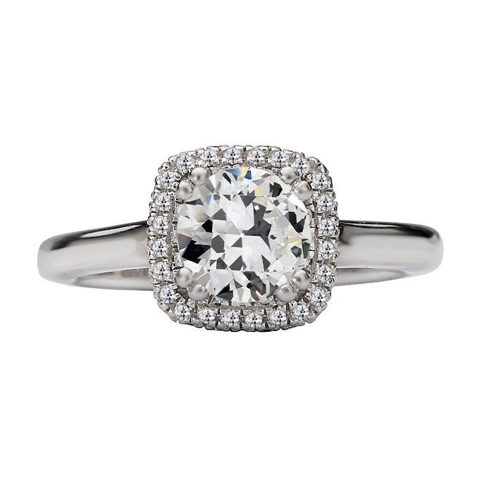 Halo Ring Rund Alter Bergmann Echt Diamant Gold 4 Karat