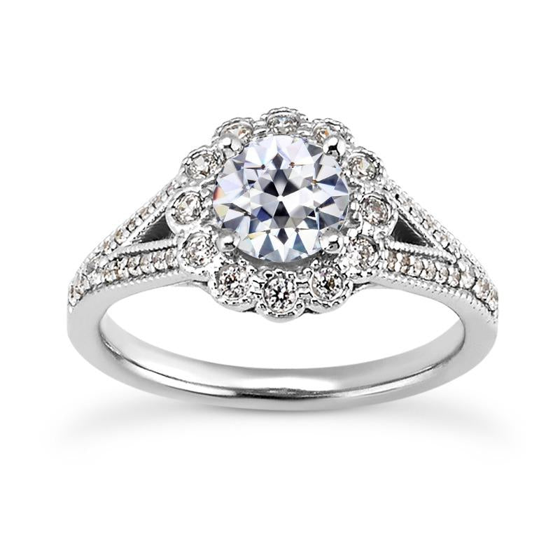 Halo Ring Rund Alter Bergmann Naturliche Diamant Flower Split Shank 4.50 Karat