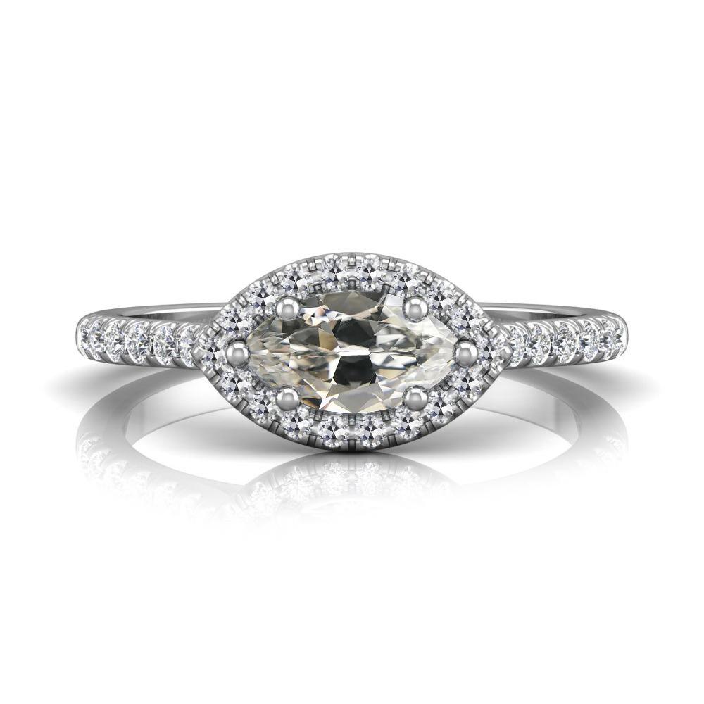 Halo Ring Rund & Marquise Alter Bergmann Naturlich Diamant 6 Zinken Set 4 Karat Gold - harrychadent.ch