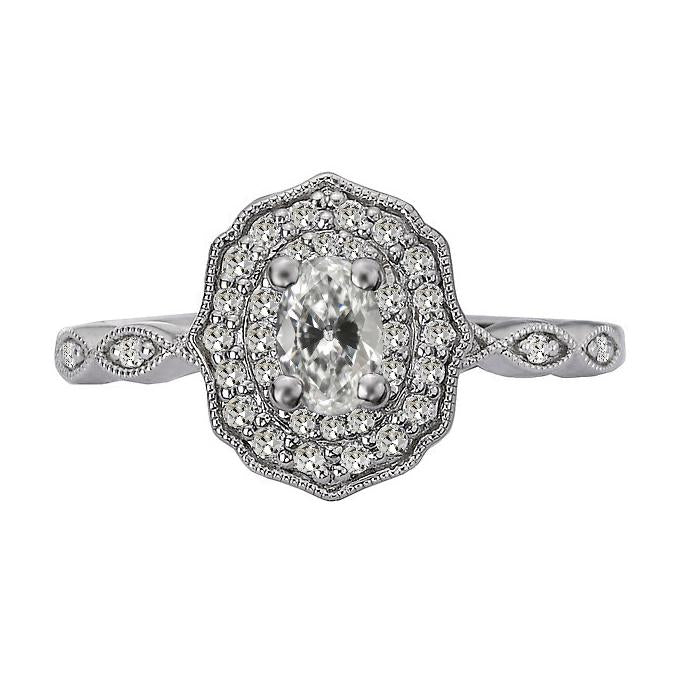 Halo Ring Rund & Oval Im Alten Minenschliff Echt Diamant Blumenstil 4 Karat - harrychadent.ch