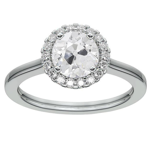 Halo Ring Runder Alter Bergmann Echt Diamant 4,50 Karat Gold Damenschmuck