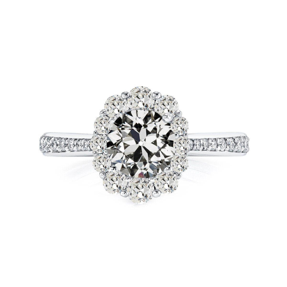 Halo Ring Runder Alter Bergmanns Echt Diamant Mit Akzenten 5 Karat 14K Gold - harrychadent.ch