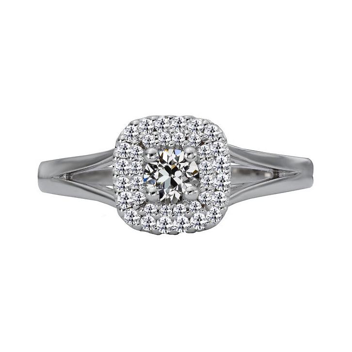 Halo Ring Runder Alter Minenschliff Echt Diamant Mit Geteiltem Schaft 3 Karat - harrychadent.ch