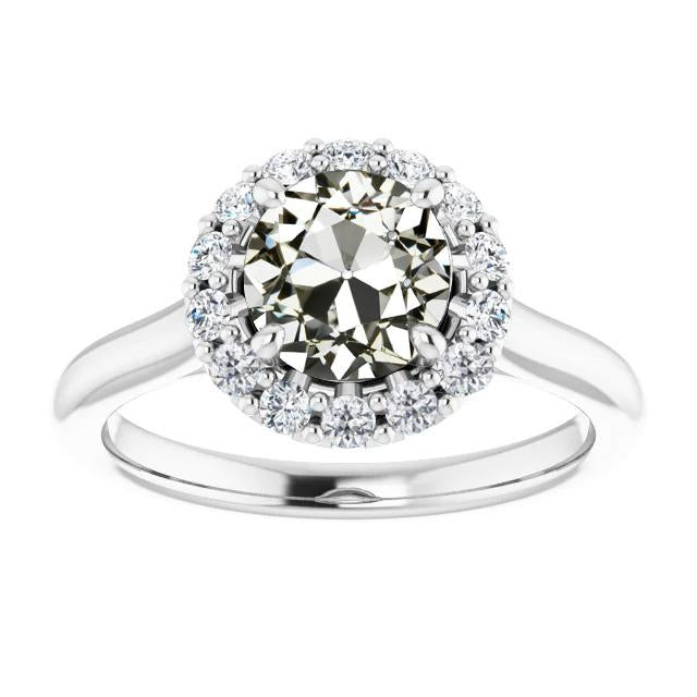 Halo Ring Runder Altschliff Echt Diamant 14K Weißgold 5 Karat Schmuck - harrychadent.ch
