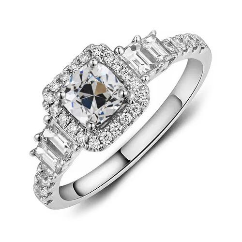 Halo Ring Smaragd & Kissen Alter Bergmann Echt Diamant 4,50 Karat Gold - harrychadent.ch