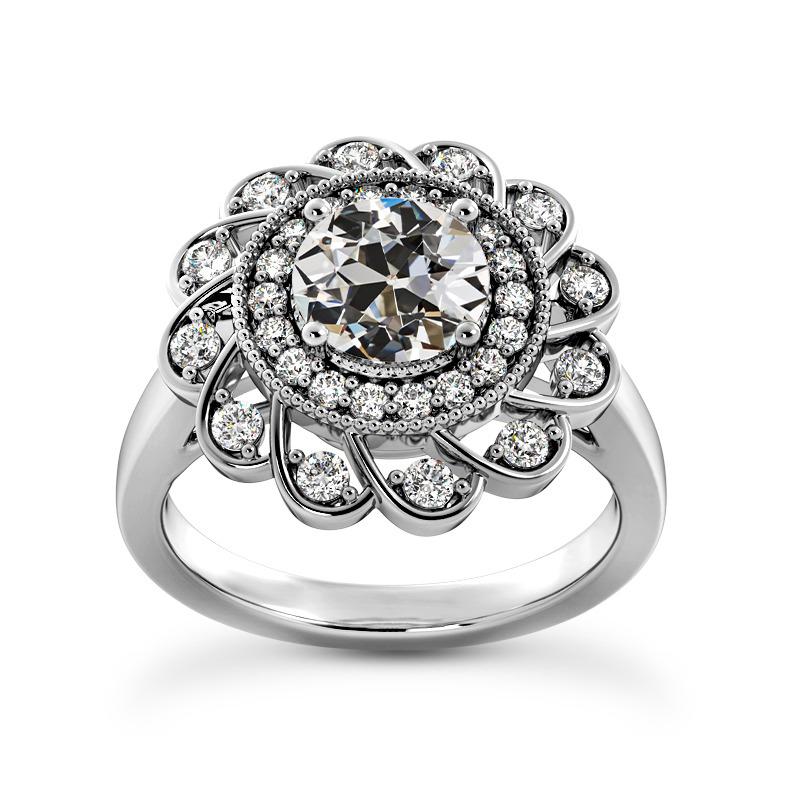 Halo Runden Alter Bergmann Echt Diamant Ehering Flower Style 4,75 Karat - harrychadent.ch