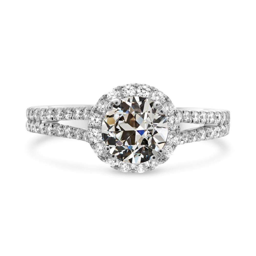 Halo Runden Alter Bergmann Naturliche Diamantring Gold Split Schaft 5 Karat