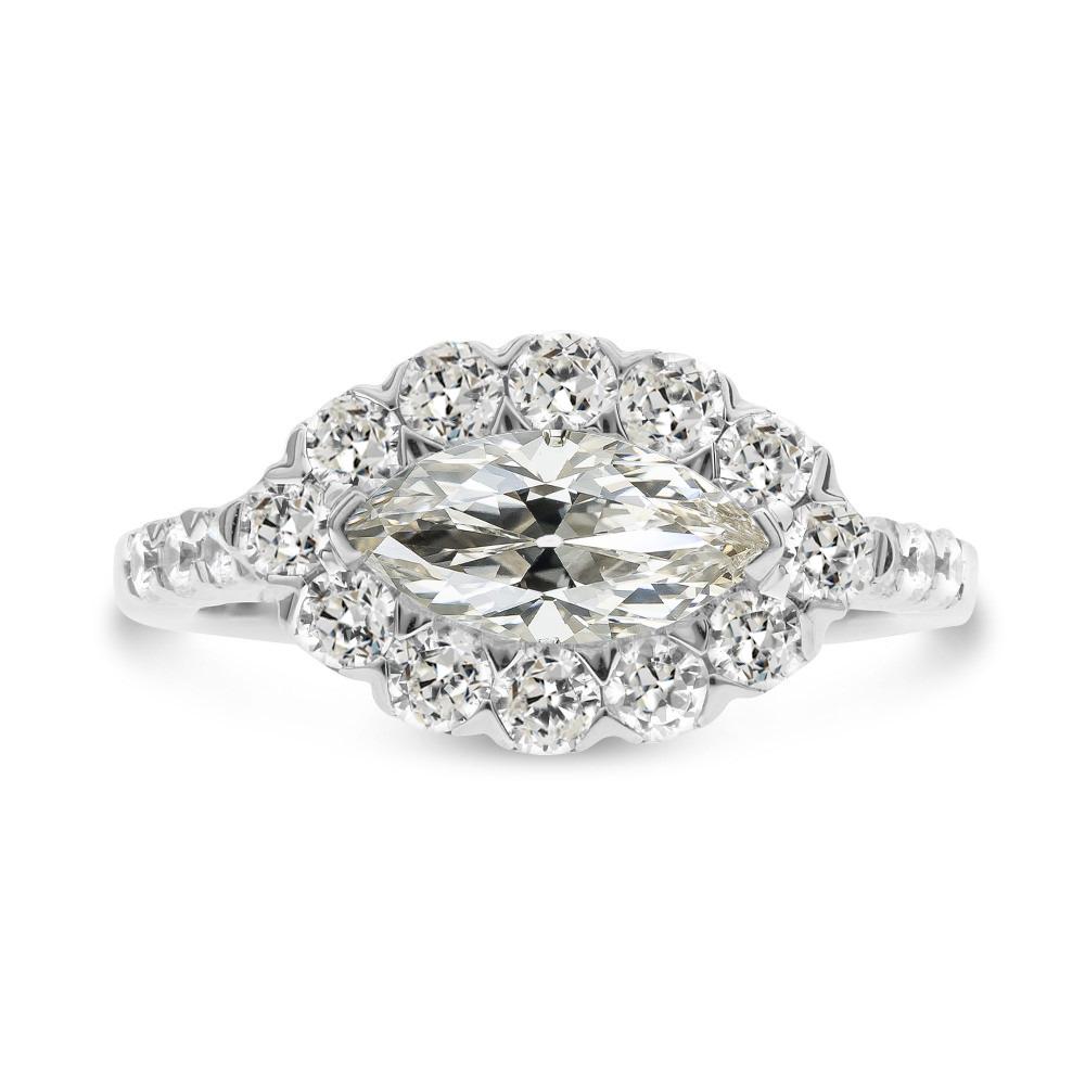 Halo Runden & Marquise Old Mine Cut Echt Diamantring 9,50 Karat