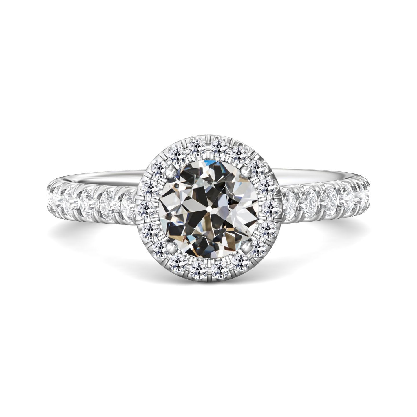 Halo Runden Old Cut Echt Diamant Damenring Mit Akzenten 4,50 Karat - harrychadent.ch