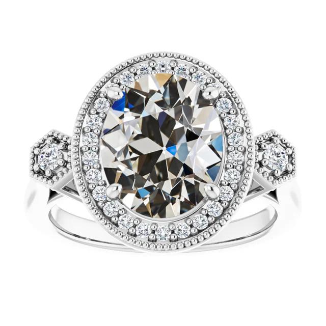 Halo Runden & Oval Alter Bergmann Echt Diamant Ehering 7,50 Karat