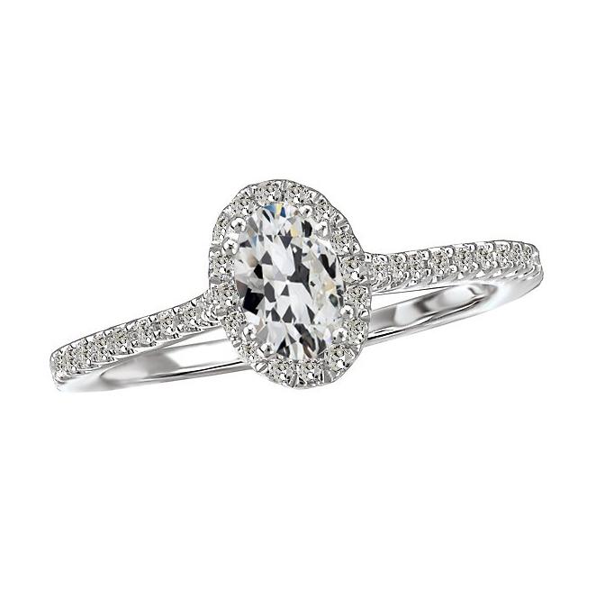 Halo Runden & Oval Old Mine Cut Natürliche Diamantring Mit Akzenten 5 Karat