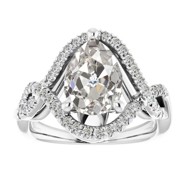 Halo Runden & Pear Altschliff Natürliche Diamantring Krappen Infinity Style 7 Karat