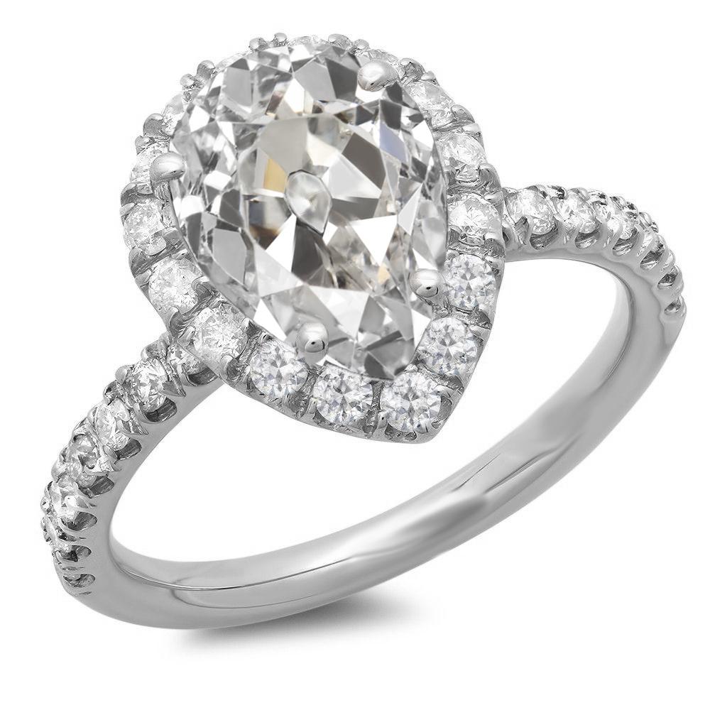 Halo Runden & Pear Old Mine Cut Echt Diamantring 14K Gold 9,50 Karat