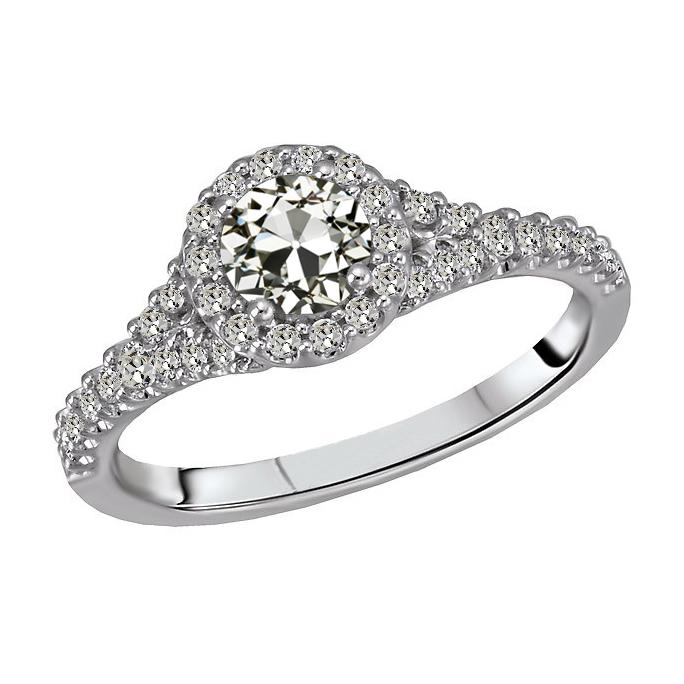 Halo Runden alter Bergmann Natürlich Diamantring Damen Goldschmuck 4 Karat - harrychadent.ch