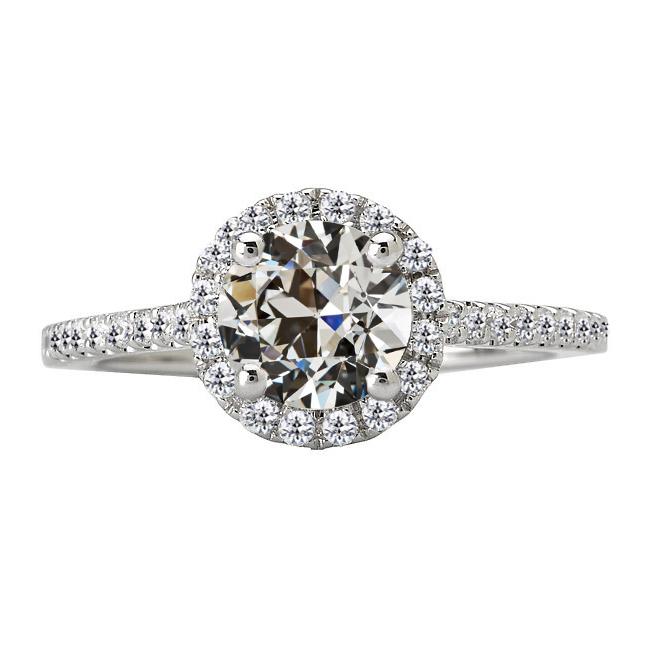 Halo Runder Alter Minenschliff Echt Diamantring Damenschmuck 5 Karat