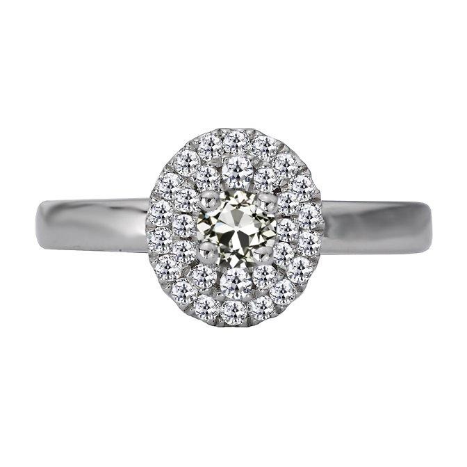 Halo Runder Altschliff-Echt Diamant-Gold-Verlobungsring 4 Karat