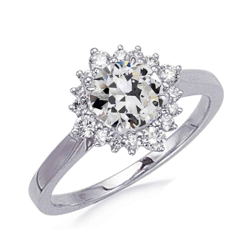 Halo Runder Altschliff-Echt Diamant-Jubiläumsring Blumenstil 4 Karat