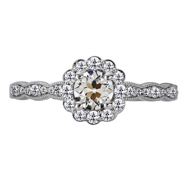 Halo Runder Altschliff Echt Diamantring Blumenstil 4,50 Karat