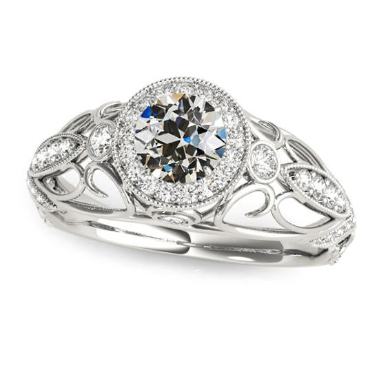 Halo Runder Altschliff Naturliche Diamantring 14K Weißgold 3,50 Karat- harrychadent.ch