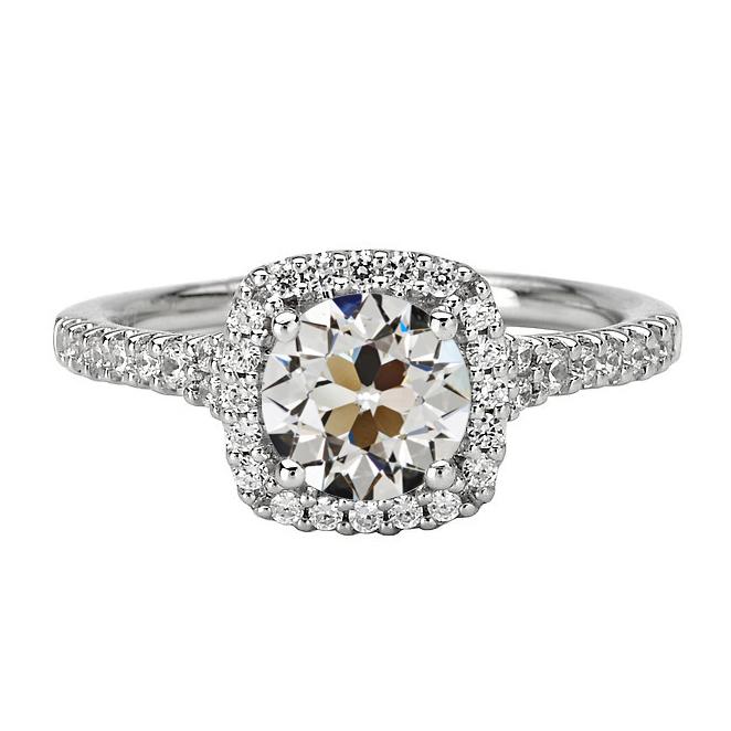Halo Verlobungsring Rund Alter Bergmann Echt Diamant Weißgold 5 Karat