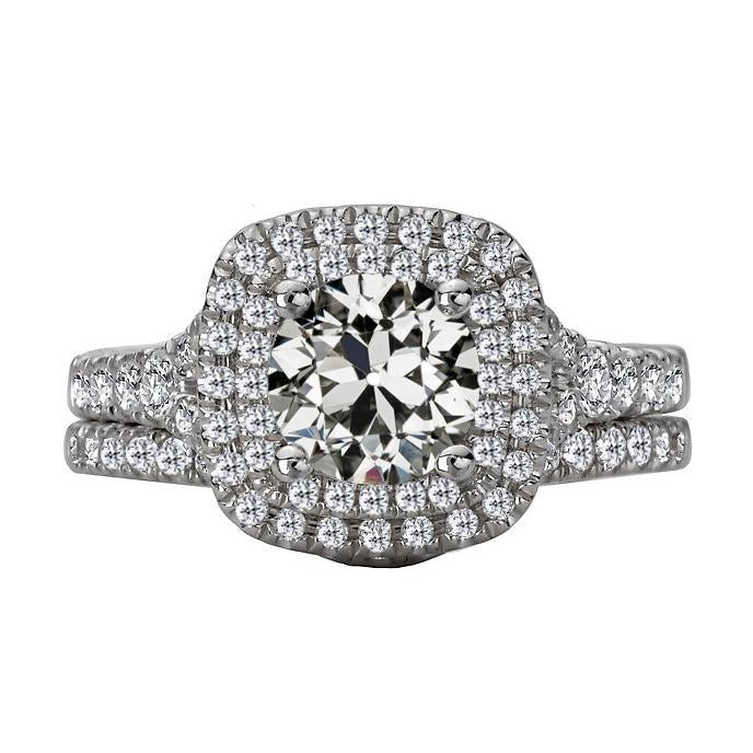Halo Verlobungsring Set Old Mine Cut Natürlich Diamant Pave Set 6,50 Karat - harrychadent.ch