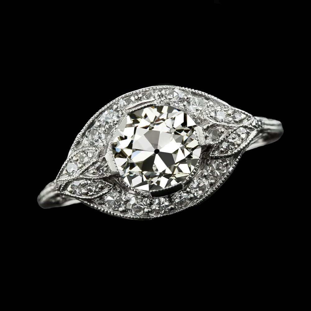 Jubiläums-Halo-Ring Old Cut Runden Echt Diamants 3 Karat Goldschmuck