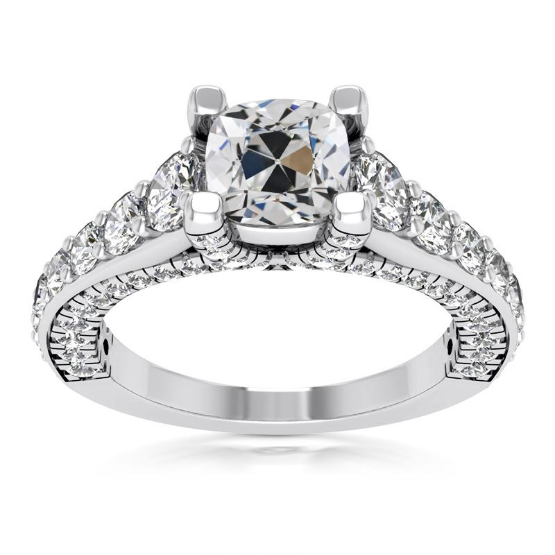 Kissen Old Mine Cut Echt Diamantring mit Akzenten Gold 8 Karat