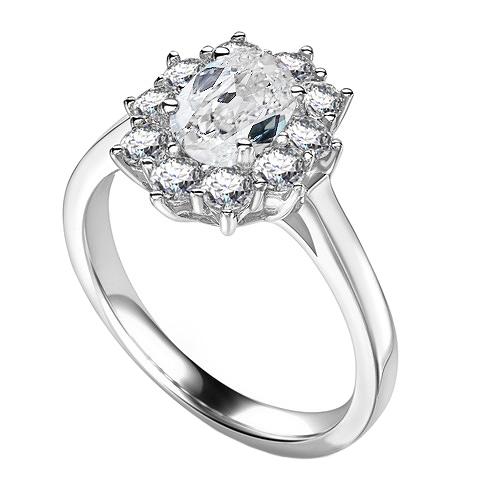 Kissen Old Mine Cut Natürliche Diamant Halo Ring Blumenstil 2.50 Karat