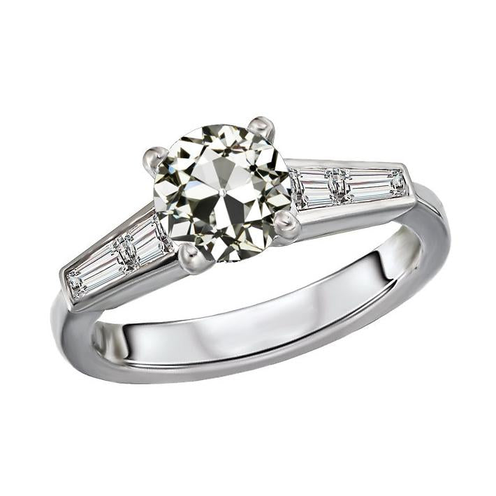 Konischer Baguette & Runder Alter Bergmann Echt Diamant-Verlobungsring 4 Karat - harrychadent.ch