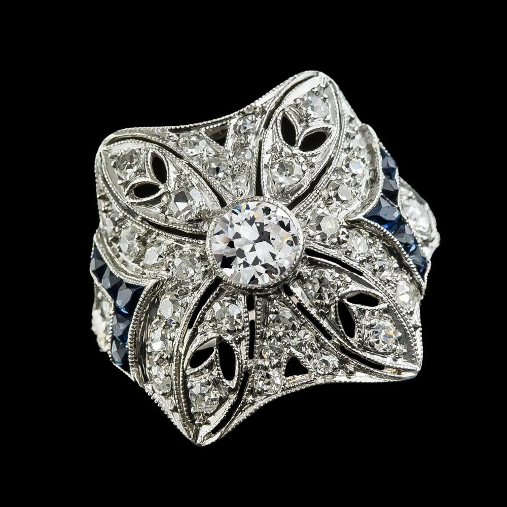 Lünette Set Rund Alter Bergmann Echt Diamantring Baguette Saphir 3 Karat