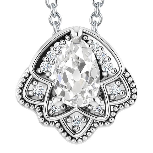 Lady's Gold Echt Diamant Anhänger Rund & Birne Alter Bergmann 5 Karat 14K - harrychadent.ch