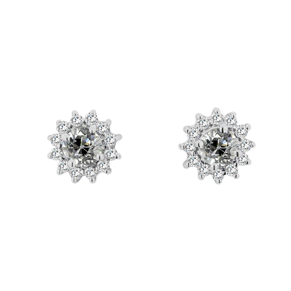 Lady's Halo Echt Diamant Ohrstecker Runden Alten Minecut-Sternstil 4 Karat - harrychadent.ch