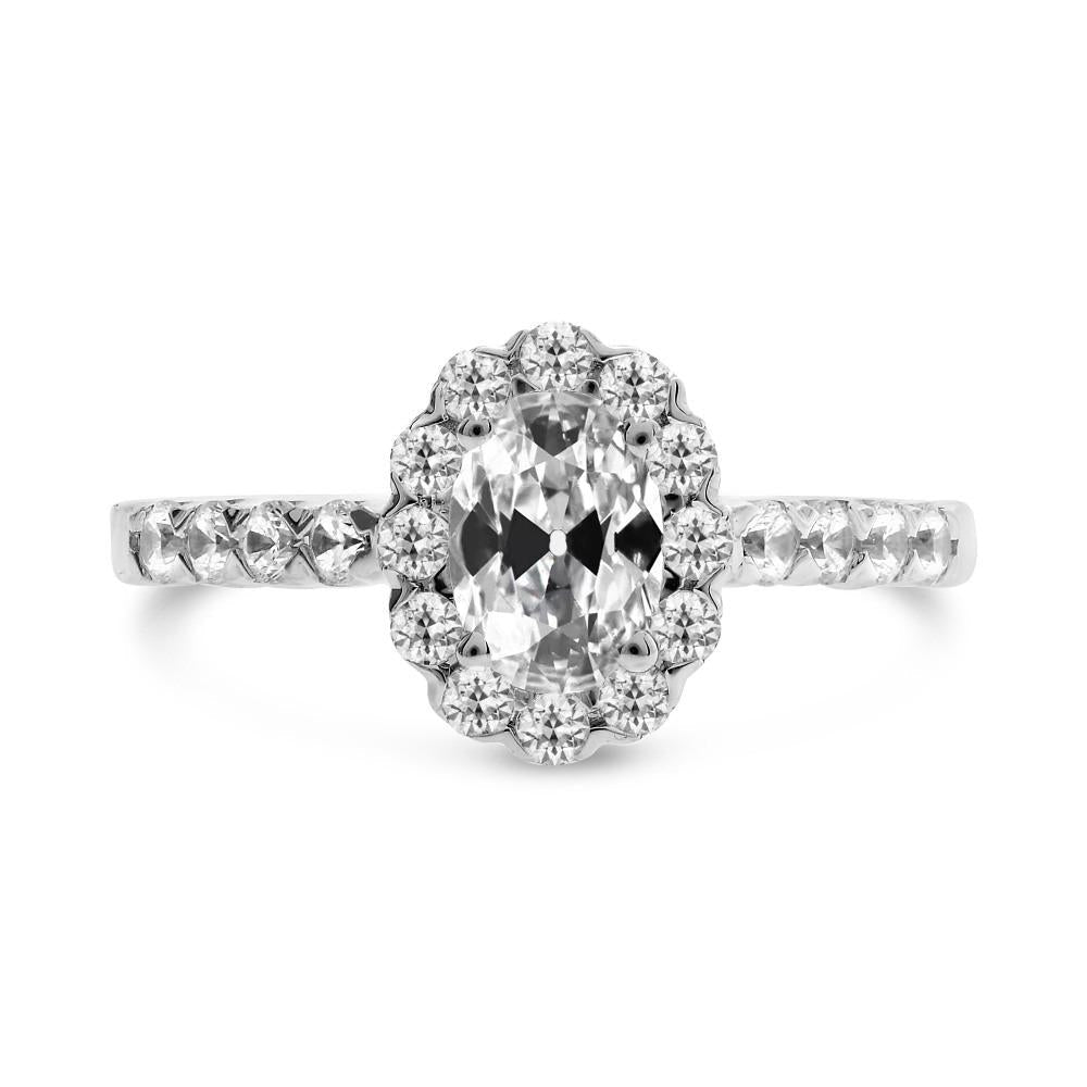 Lady's Halo Ring Rund & Oval Alter Bergmann Echt Diamant 5 Karat 14K Gold - harrychadent.ch