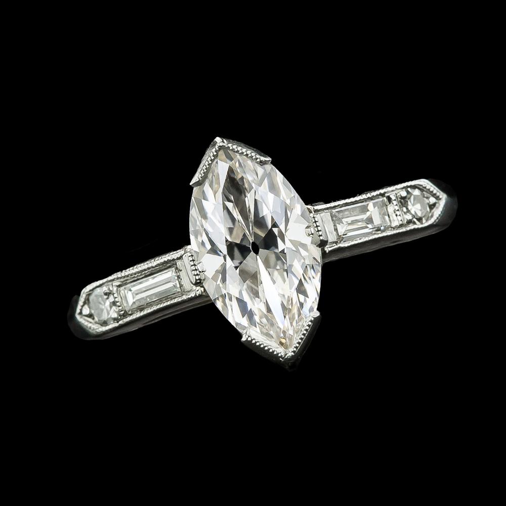Marquise Old Mine Cut Echt Diamantring V Krappen Set 4,75 Karat Gold 14K