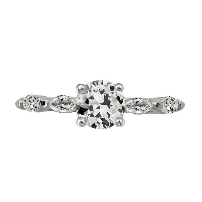 Marquise & Rund Alter Bergmann Natürliche Diamant Jubiläumsring 4 Karat