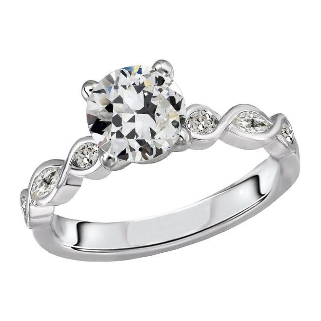 Marquise & Runder Old Mine Cut Natürlich Diamantring Infinity Style 3.50 Karat - harrychadent.ch