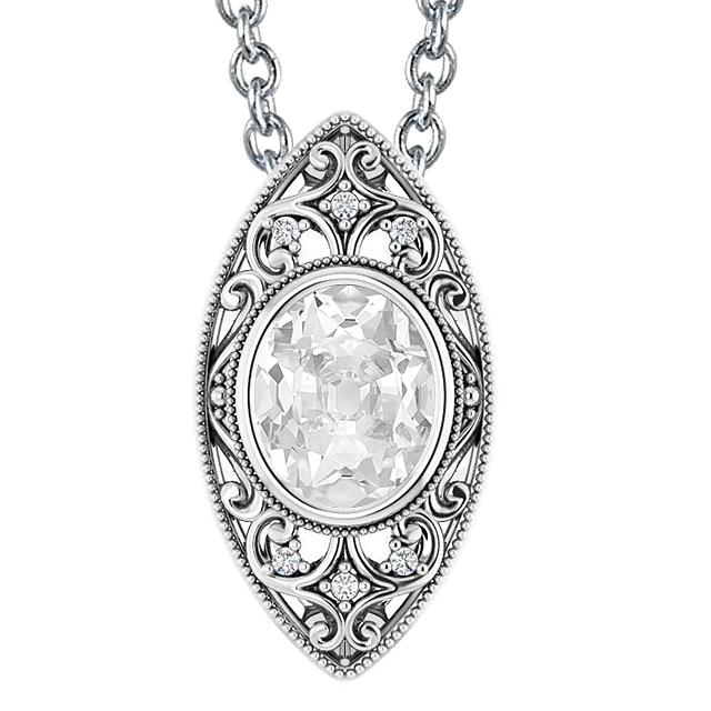 Naturlich Diamant Anhänger Schmuck Oval Old Mine Cut Lünette Set Filigran 4 Karat - harrychadent.ch